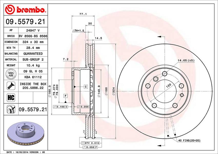 BMW Brembo Disc Brake Rotor - Front (324mm) 34116757747